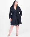 Macy's I.n.c. International Concepts Plus Size Lace-trim Knit Wrap Robe, Exclusively At