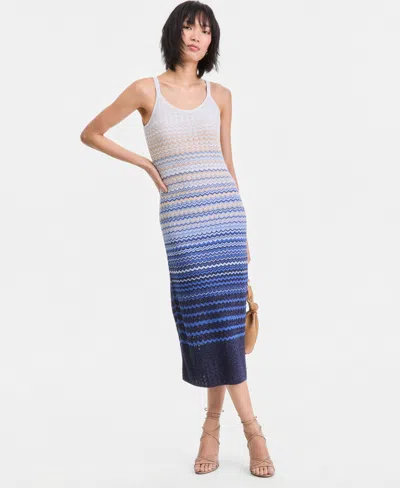 Macy's I.n.c. International Concepts Women's Ombre Stripe Sweater Dress,  Exclusive In Blue