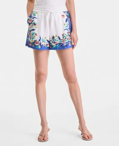 Macy's I.n.c. International Concepts Womens Printed Short Sleeve Button Front Top Drawstring Shorts Macys E In Multi