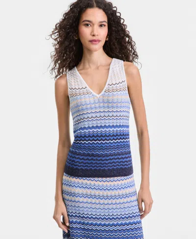 Macy's I.n.c. International Concepts Women's Sleeveless V-neck Ombre Sweater,  Exclusive In Blue