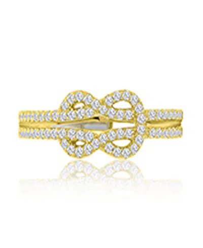Macy's Infinity Knot Cubic Zirconia Ring In 14k Yellow Gold Over Sterling Silver In Orange