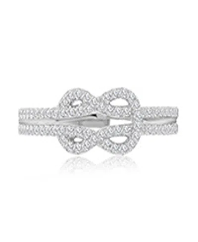 Macy's Infinity Knot Cubic Zirconia Ring In Rhodium Over Sterling Silver In Pink