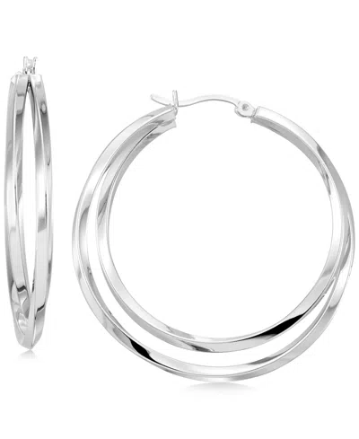 Macy's Interlocking Hoop Earrings In 14k Gold-plated Silver And Sterling Silver