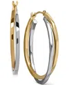 Macy's Intertwined Hoop Earrings In 14k Gold In Yellow Gold,white Gold