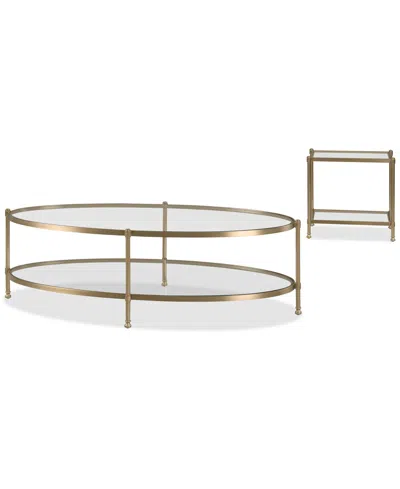 Macy's Isla 2-pc. Glass Oval Coffee Table And End Table Set In Gold