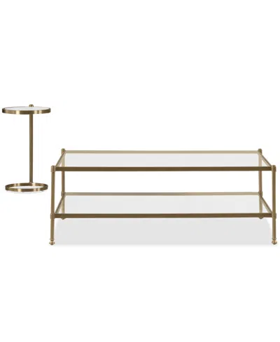 Macy's Isla 2-pc. Glass Rectangle Coffee Table And Chairside Table Set In Gold