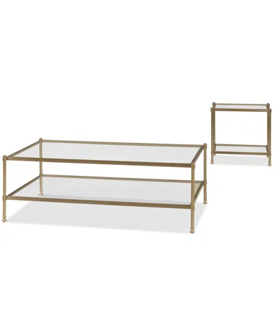 Macy's Isla 2-pc. Glass Rectangle Coffee Table And End Table Set In Gold