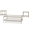 Macy's Isla 3-pc. Glass Rectangle Coffee Table And End Table Set In Gray