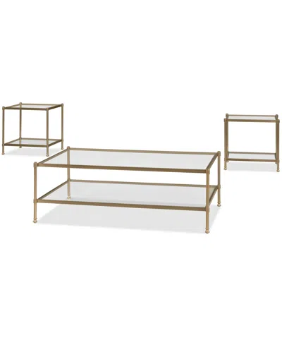 Macy's Isla 3-pc. Glass Rectangle Coffee Table And End Table Set In Gray