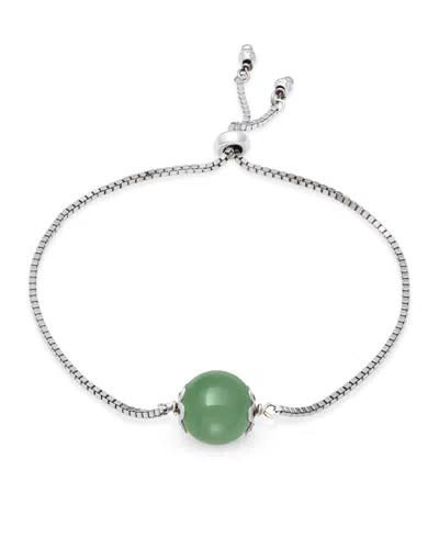 Macy's Jad Bolo Bracelet In Sterling Silver In Metallic