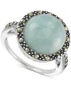 Macy's Jade & Marcasite (3/8 Ct. T.w.) Statement Ring In Sterling Silver In Jade