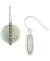 Macy's Jade & Marcasite Vertical Bar Circle Drop Earrings In Sterling Silver In Jade