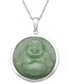 MACY'S DYED JADE CARVED BUDDHA PENDANT SET IN STERLING SILVER