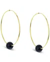 Macy's Jade Medium Hoop Earrings In 14k Gold, 1.57" (also In Onyx, Turquoise, Lapis, & Freshwater Pearl) In Onyx