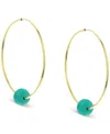 Macy's Jade Medium Hoop Earrings In 14k Gold, 1.57" (also In Onyx, Turquoise, Lapis, & Freshwater Pearl) In Turquoise