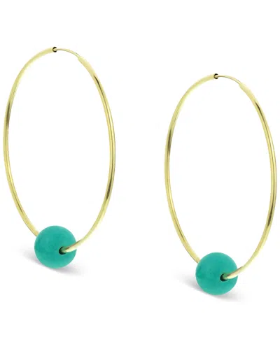 MACY'S JADE MEDIUM HOOP EARRINGS IN 14K GOLD, 1.57" (ALSO IN ONYX, TURQUOISE, LAPIS, & FRESHWATER PEARL)