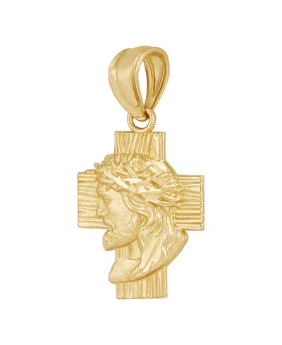 Macy's Jesus Cross Pendant Necklace In 14k Yellow Gold