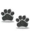 Macy's Jet Pave Paw Print Stud Earrings In Sterling Silver In Silver