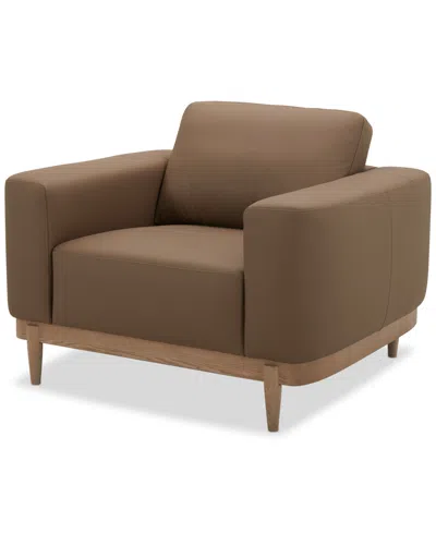 Macy's Jharli Leather Accent Chair, Created For  In Mocha