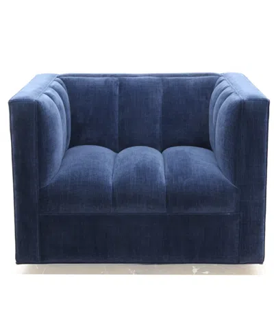 Macy's Jhuliana 40" Fabric Swivel Chair In Blue