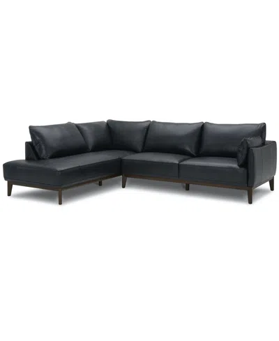 Macy's Jollene Leather 2-pc. Sectional With Chaise, Created For  In Blue