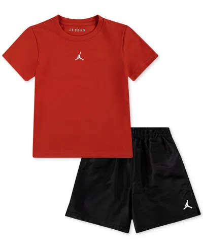 Macy's Babies' Jordan Toddler Boys Dri-fit Jumpman Woven Play Jersey T-shirt & Mesh Shorts, 2 Piece Set In Red
