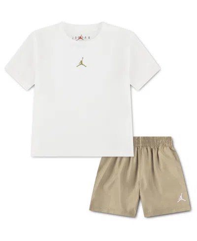 Macy's Babies' Jordan Toddler Boys Dri-fit Jumpman Woven Play Jersey T-shirt & Mesh Shorts, 2 Piece Set In Multi