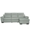 Macy's Julius Ii 3-pc. Leather Chaise Sectional With 1 Power Recliner,  Exclusive In Gray