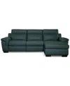 Macy's Julius Ii 3-pc. Leather Chaise Sectional With 2 Power Recliners,  Exclusive In Blue