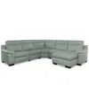 Macy's Julius Ii 5-pc. Leather Chaise Sectional With 1 Power Recliner,  Exclusive In Gray
