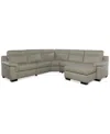 Macy's Julius Ii 5-pc. Leather Chaise Sectional With 1 Power Recliner,  Exclusive In White