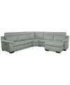 Macy's Julius Ii 5-pc. Leather Chaise Sectional With 2 Power Recliners,  Exclusive In Gray