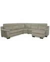 Macy's Julius Ii 5-pc. Leather Chaise Sectional With 2 Power Recliners,  Exclusive In White