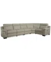 Macy's Julius Ii 5-pc. Leather L Sectional With 2 Power Recliners,  Exclusive In White