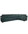 Macy's Julius Ii 5-pc. Leather L Sectional With 3 Power Recliners,  Exclusive In Blue