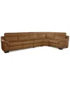 Macy's Julius Ii 5-pc. Leather L Sectional With 3 Power Recliners,  Exclusive In Brown