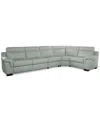 Macy's Julius Ii 5-pc. Leather L Sectional With 3 Power Recliners,  Exclusive In Gray