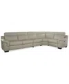 Macy's Julius Ii 5-pc. Leather L Sectional With 3 Power Recliners,  Exclusive In White