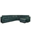 Macy's Julius Ii 6-pc. Leather Chaise Sectional With 1 Power Recliner,  Exclusive In Blue
