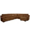Macy's Julius Ii 6-pc. Leather Chaise Sectional With 2 Power Recliners,  Exclusive In Brown