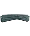 Macy's Julius Ii 6-pc. Leather L Sectional With 2 Power Recliners,  Exclusive In Blue
