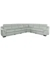 Macy's Julius Ii 6-pc. Leather L Sectional With 2 Power Recliners,  Exclusive In Gray