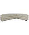Macy's Julius Ii 6-pc. Leather L Sectional With 2 Power Recliners,  Exclusive In White
