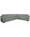 Macy's Julius Ii 6-pc. Leather L Sectional With 3 Power Recliners,  Exclusive In Gray