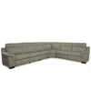 Macy's Julius Ii 6-pc. Leather L Sectional With 3 Power Recliners,  Exclusive In White