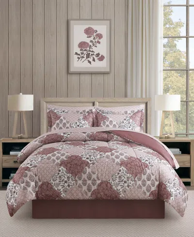 Macy's Kayla Patchwork 8-piece Reversible Printed Microfiber Comforter Sets In Brown