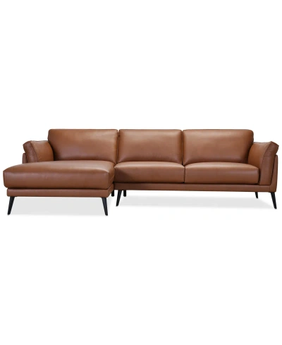 Macy's Keery 117" 2-pc. Leather Sectional With Chaise, Created For  In Caramel