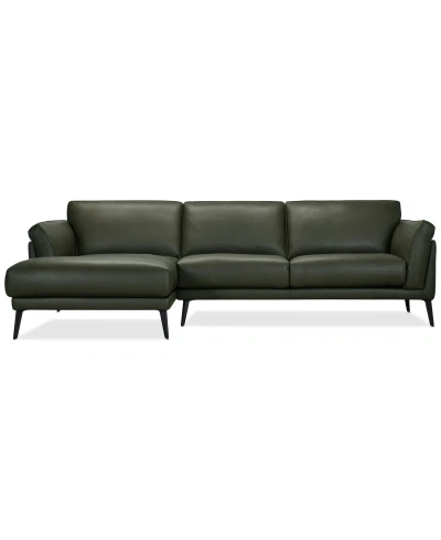 Macy's Keery 117" 2-pc. Leather Sectional With Chaise, Created For  In Moss