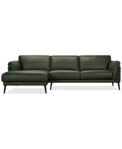 Macy's Keery 112" 2-pc. Leather Sectional With Chaise, Created For  In Moss