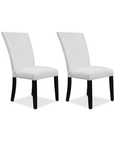 Macy's Kellet 2 Pc. Faux Leather Dining Chair Set In White